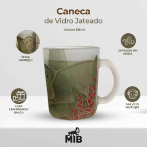 Caneca de vidro jateado